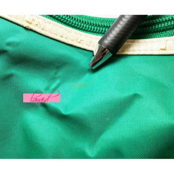 VINTAGE Puma Shoulder Bag Crossbody Green Ivory Bookbag Gym Weekend Zip Tote - Picture 6 of 15